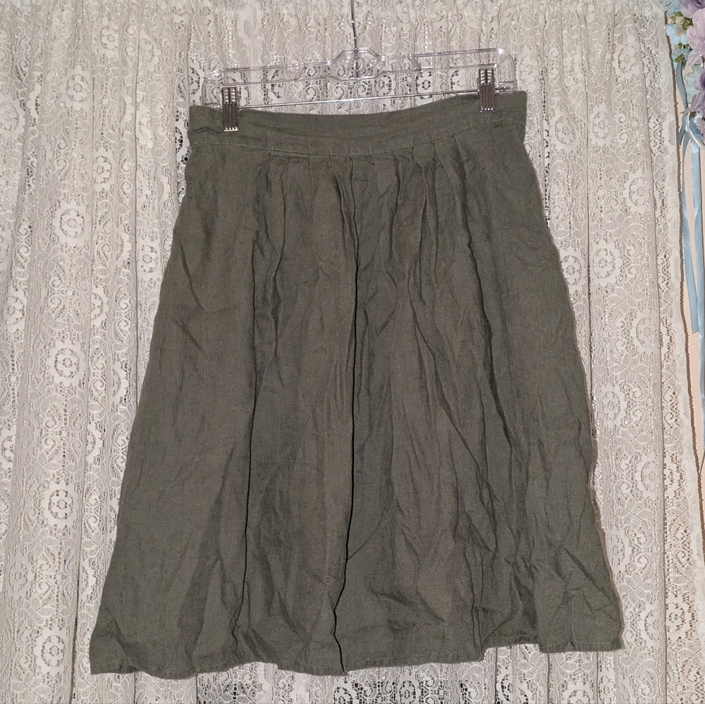 Linenfox Discontinue Elastic Waist Linen Skirt